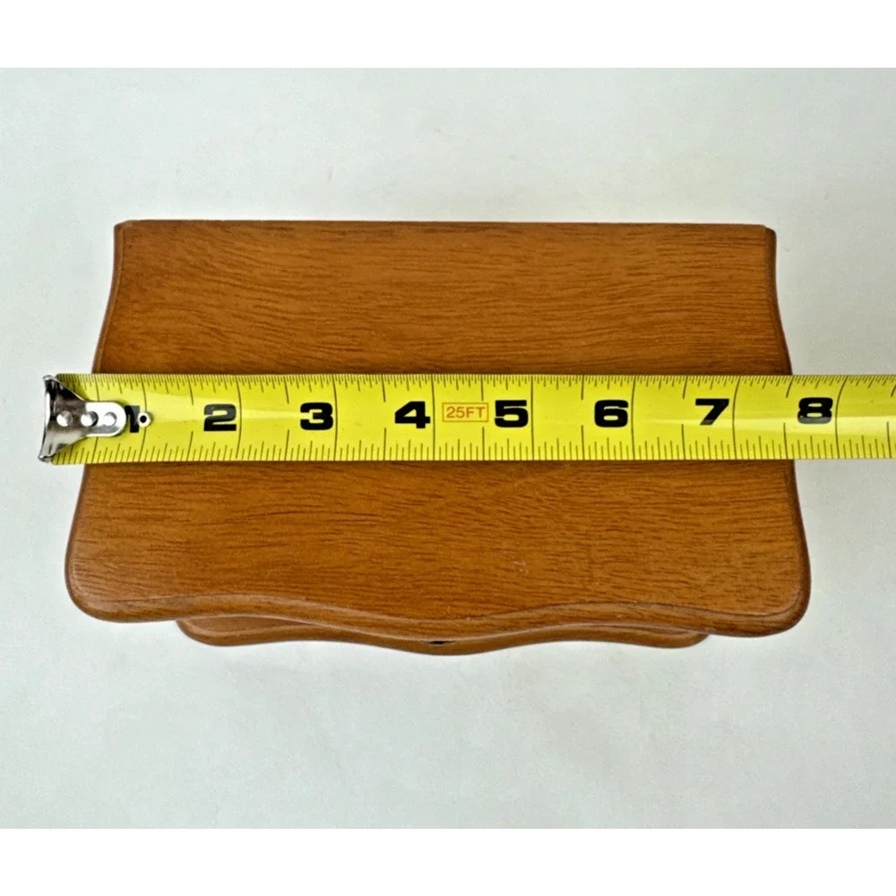 Small Jewelry Box Oak Finish Velvet Lined, Mirror, Lift Top & lift out tray